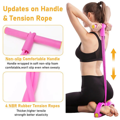 Portable Pedal Resistance Band System – Full Body Toning for Abs, Legs & Arms, Easy Home Gym & Pilates Workout Tool